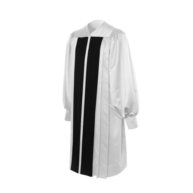 Women's White/White Satin Clergy Robe Clerical Apparel | Ladies Clergy Robes  | Suit Avenue
