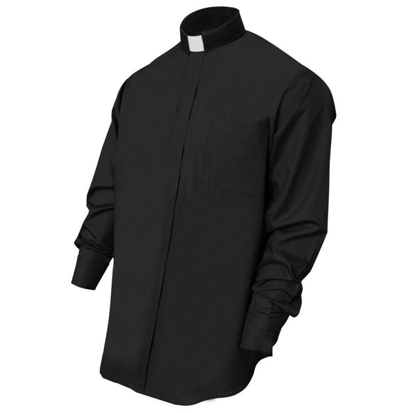 Black Long Sleeve Clergy Shirt - Churchings